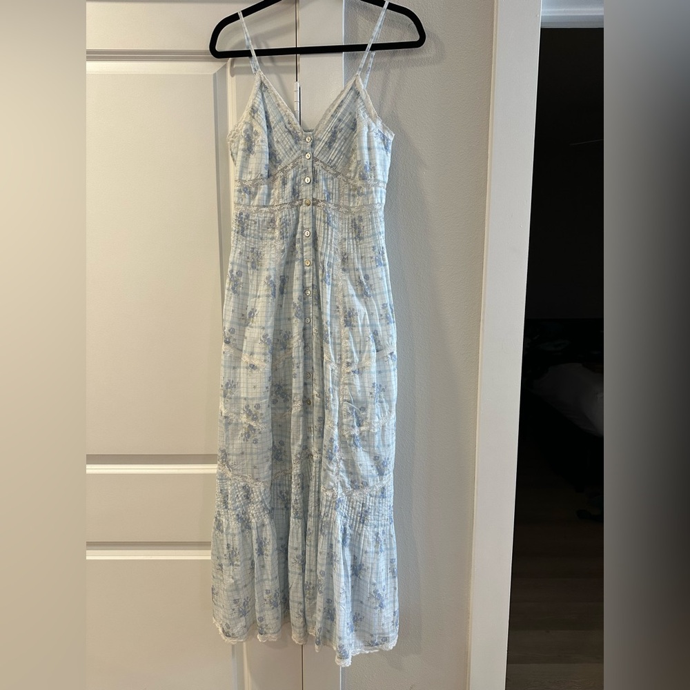 LoveShackFancy x Visit Savannah Esilda Blue Floral Printed Midi-Dress